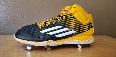 ADIDAS POWER ALLEY 3 MID BLACK/YELLOW BASEBALL CLEATS S84792  display picture 1