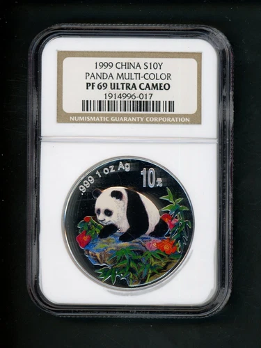 China PRC People's Republic 1 oz 1999 Silver 10Y Panda Multi-Color NGC PF69 UCAM