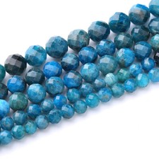 6/8/10mm Genuine Real Natural Shining Micro Faceted Blue Apatite Loose Beads