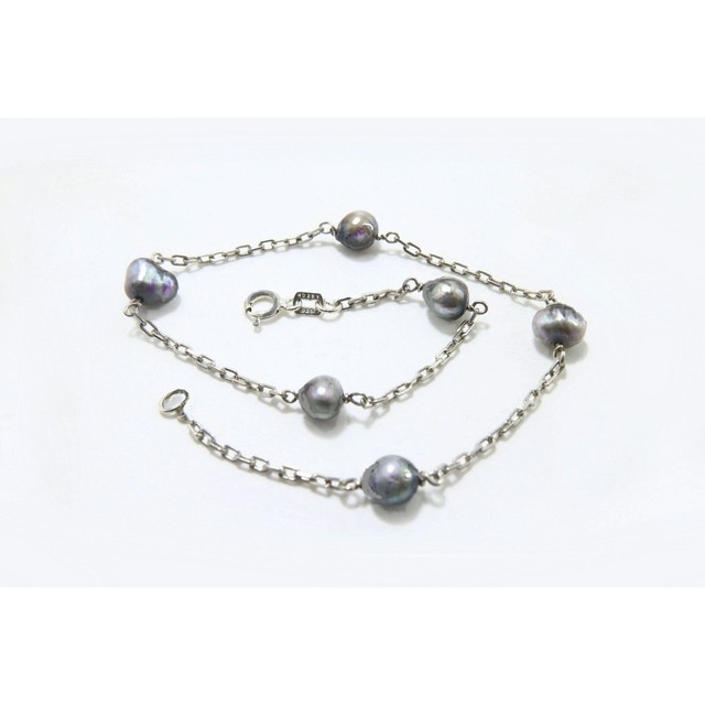 Tahitian Black Pearls Vintage 925 Sterling Silver Anklet 9 inch Artisan Bracelet Tahitian Black Pearls Vintage 925 Sterling Silver Anklet 9 inch Artisan Bracelet