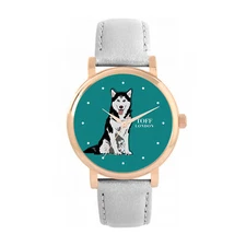 Toff London TLWS-29855 Ladies Black And White Husky Dog Watch