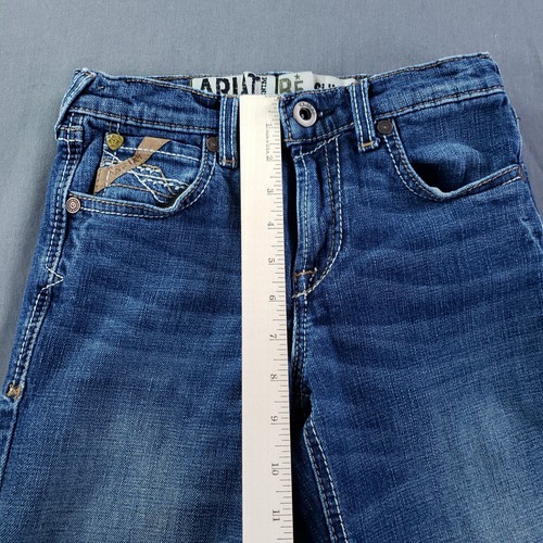 Ariat Jeans Boys 12 Blue B5 Slim Straight Adjustable Youth Faded Ripped Denim - Picture 5 of 18