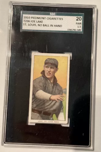 1910 Piedmont Cigarettes T206 Joe Lake, St. Louis No Ball In Hand SGC 1.5