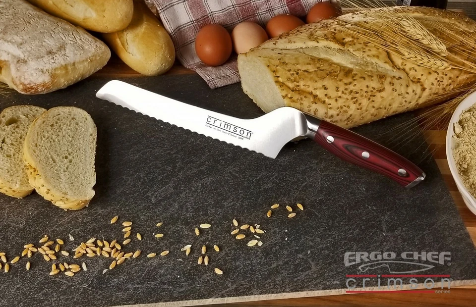 Ergo Chef CRIMSON Series 8" Off Set Serrated Bread knife G10 Handle - Image 2 of 4