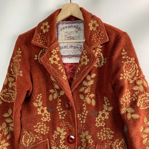 Paparazzi Jacket Brick Multi Collared Embroidered Floral Buttons Lined Size L - Picture 4 of 11