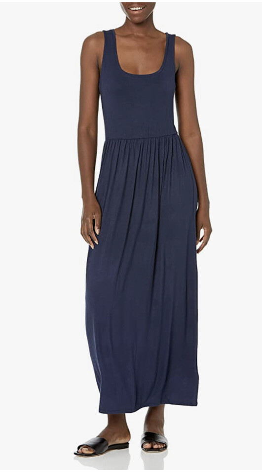 navy blue maxi tank dress Amazon Essentials Women's Navy Blue Tank Waisted Maxi Dress Size M