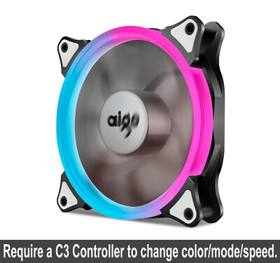 Aigo Aurora RGB LED 120mm Case Fan High Performance High Cooling Cooler