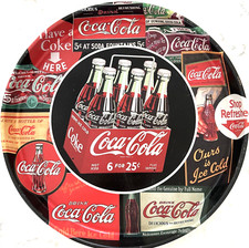 Coca-Cola 1998 Round Metal Serving Tray 1950s 6-Pack Carton Coke USA