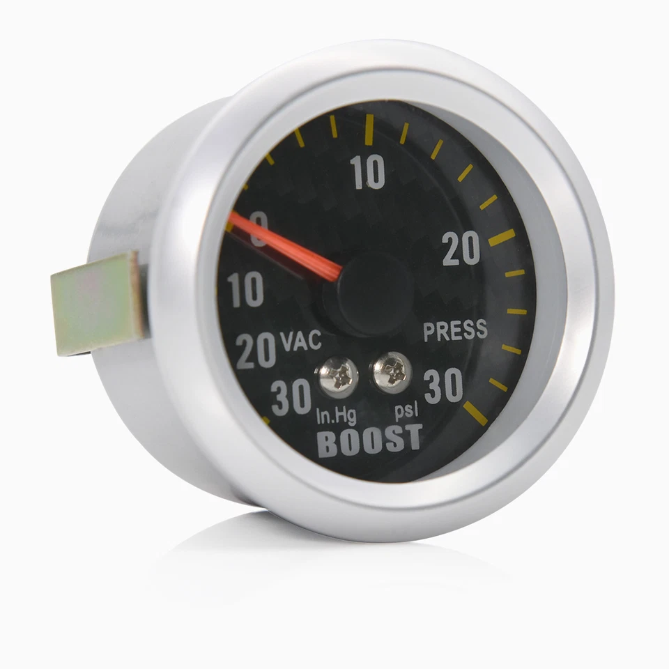 2" 52mm Auto Coche Turbo Boost Gauge + Sensor -30~30 PSI Analógico Fibra de Carbono Cara  Foto 4 de 4