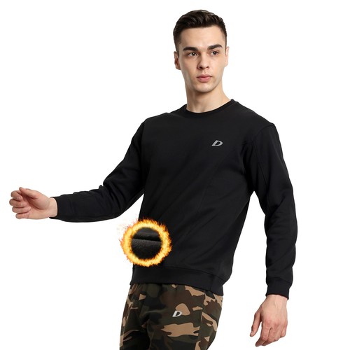 Herren Fleece Rundhals Langarm Sweatshirt Uni Freizeit Pullover Pullon Oberteil - Bild 7 von 27