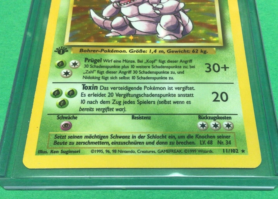 1st Edition Nidoking 11/102 - NM - Holo Rare - Base Set Pokemon Card - GERMAN - Image 3 of 4