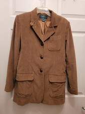 VTG LAUREN RALPH LAUREN Size 4 Corduroy Leather Elbow Patch Blazer Jacket EUC