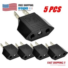 5PCS EU Euro Europe to US USA Power Jack Wall Plug Converter Travel Adapter New