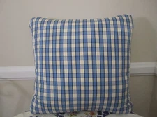 Gorgeous Pierre Deux Pillow Blue & Cream Check Plaid French Country Toile