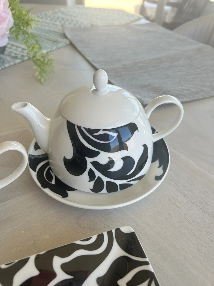 Juego de vajilla platos, tazas, cuencos, juego de té y soporte para pasteles platos de vidrio Foto 4 de 4