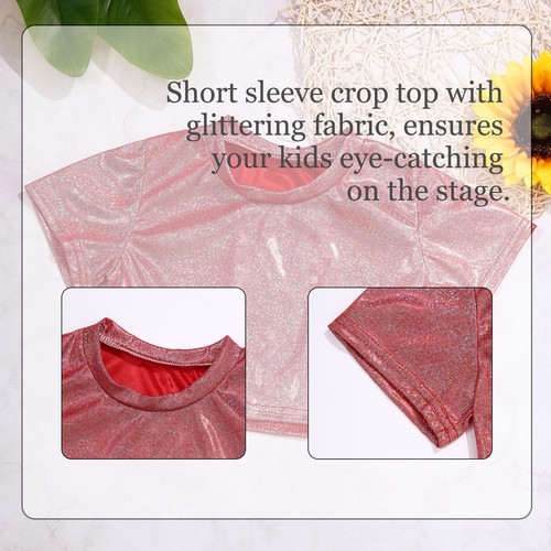 Unisex Kids Dancewear Short Sleeve Top Ballet T-shirt Stretch Costume Dance - Picture 63 of 85