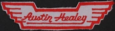 Vintage uniform patch AUSTIN HEALEY automobiles die cut red and gray n-mint+