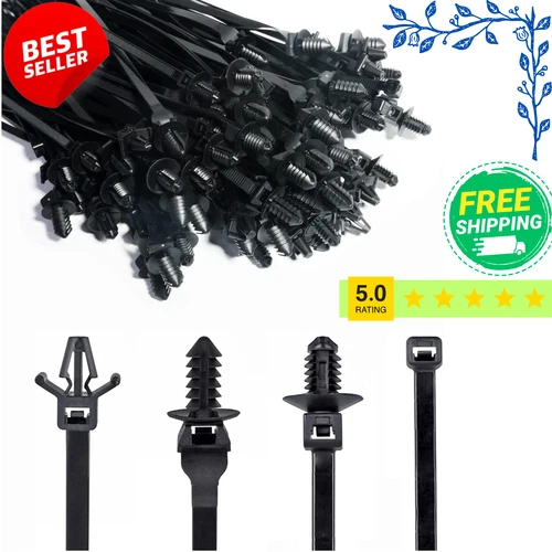 120 Pack Car Mount Wire Tie Nylon Self-Locking Cable Zip Tie Clips for Cables