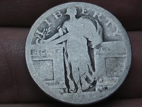 1917 D Standing Liberty Quarter, Variety 1, Type 1, Denver, About Good Details