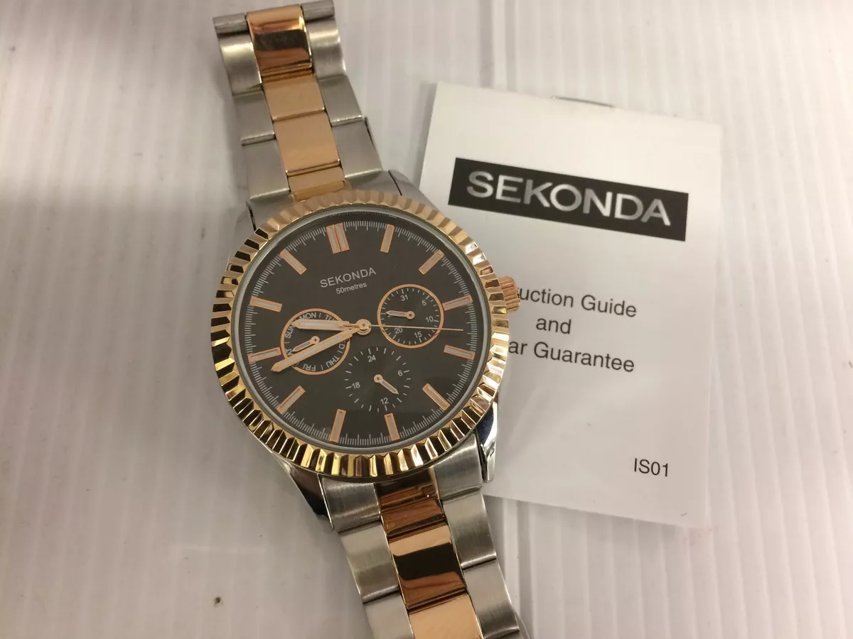 Mens Sekonda 1096 Rose gold Multi dial watch RRP 119.99