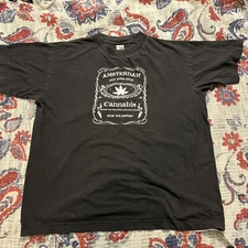 Vintage 90s 00’s Amsterdam Cannabis Black Cotton T Shirt Size M
