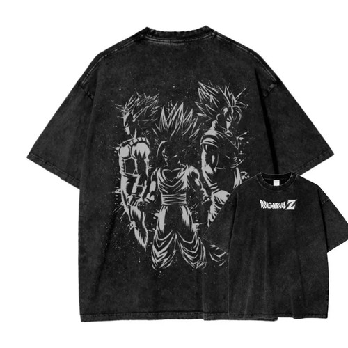 Dragon Ball Z Vintage Washed Cosplay T-Shirt Unisex Fan-Made Anime Harajuku Tee - Picture 11 of 11