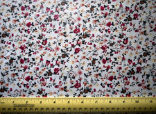 1/4 yard 100 cotton fabric Tiny Red Pink Yellow Flowers Green Leaves on White