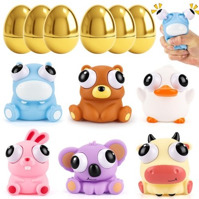 Gralima 6 Pack Jumbo 4'' Golden Easter Eggs Fillers with Popping Eyes Fidget... 