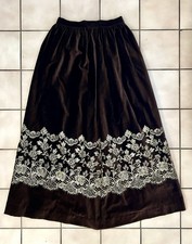 Vintage Lee Jordan New York brown Velvet Gold embroidery Maxi skirt