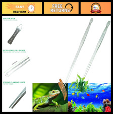 2pcs Extra Long Stainless Steel Aquarium Tweezers  Feeding Tongs, Curved  Stra
