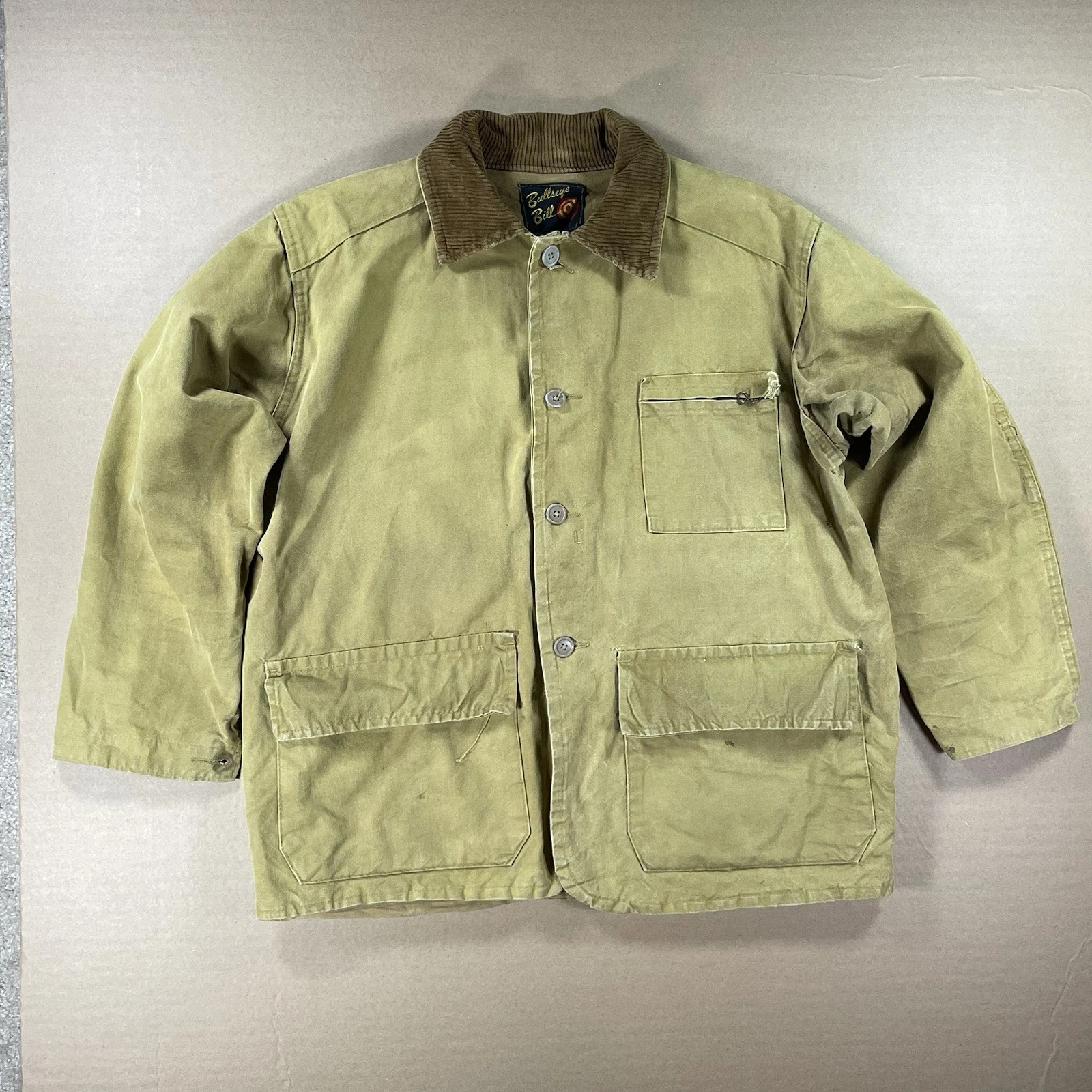 Vtg 60s Bullseye Bill Hunting Jacket Tan Duck Canvas - Mens L - like carhartt - product detail image 1