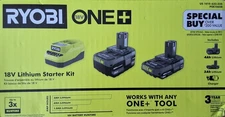 One+ 18V Lithium-Ion Stater kit with 2 Ah and 4Ah Battery and Cahrger