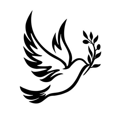Metall Wandbild Olivenzweige Peace Schwarz Umriss Weiß Metall Wanddeko H2F1