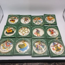 Vintage Twelve Days of Christmas 12 Trim a Tree Ornaments Sun Catchers Hong Kong
