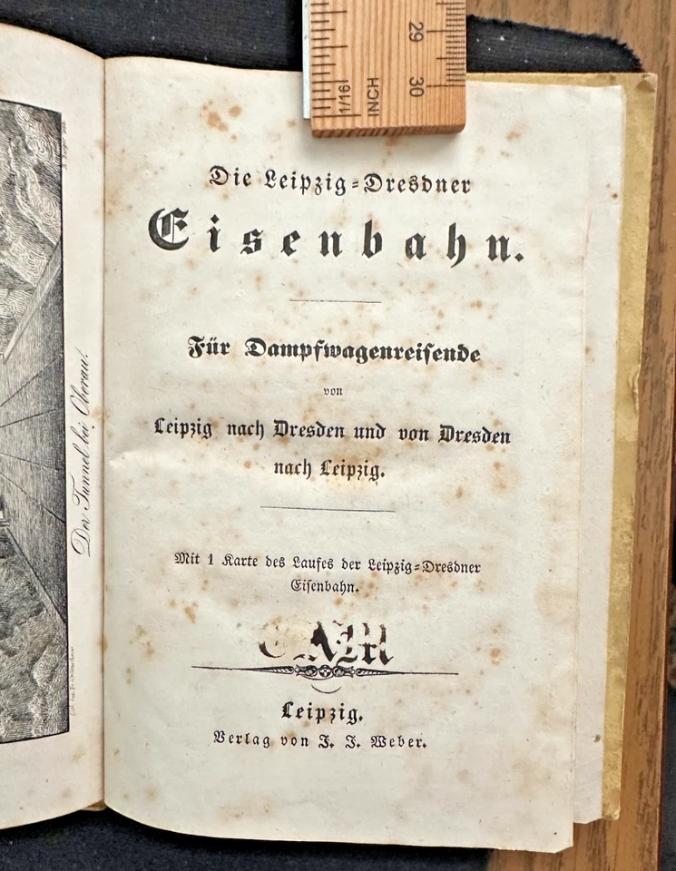 1838 Leipzig–Dresden Eisenbahn Guidebook – Dampfwagen-Reisende, 1st German Rail Foto 3 de 4