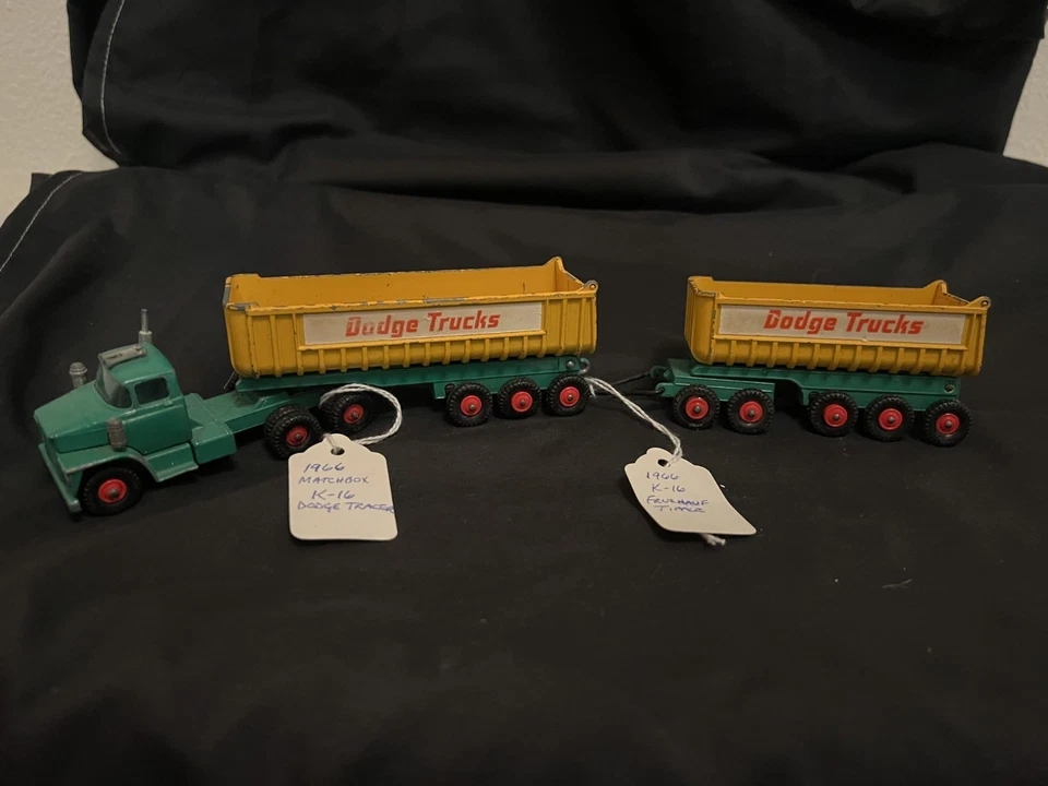 1966 Vintage Lesney Matchbox King Size K16 Dodge Trucks Trailer Fruehauf Tipper - Image 2 of 4