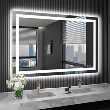 48X32 LED Bathroom Mirror with Lights, Anti-Fog, Dimmable, Backlit + Front Li...