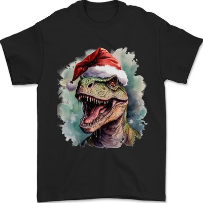 Weihnachts T-Rex Dinosaurier Xmas Hut Herren T-Shirt 100% Baumwolle