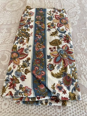 1980s Waverly Sultan Stripe Jacobean Cotton Floral Fabric 5 Yds + 1.5 Remanent