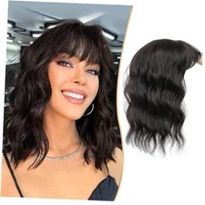  Hair Topper,360°3D Hair topper with Bangs 14inch Wavy Dark Brown Hair Toppers 