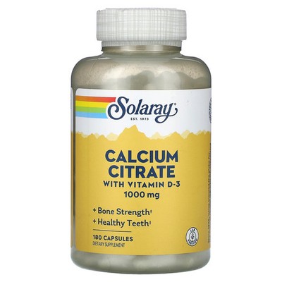 2 X Solaray, Calcium Citrate with Vitamin D-3, 250 mg, 180 Capsules