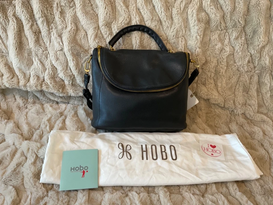 HOBO Fern Top Handle Satchel Black Leather Crossbody Bag Convertible Handbag - Image 2 of 4