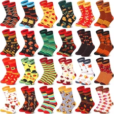 Jeyiour 24 Pair Thanksgiving Socks Men Women Turkey Pumpkin for...