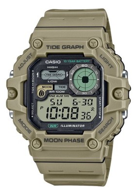 Casio Digital Tide Graph Moonphase Illuminator Quartz WS1700H5AV 100M Mens Watch