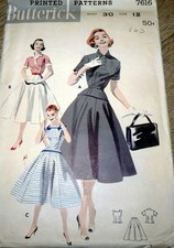 LOVELY VTG 1950s DRESS BUTTERICK Sewing Pattern 12/30