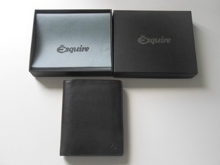 Esquire Geldbörse Hochformat Leder schwarz Portemonnai NEU in OVP