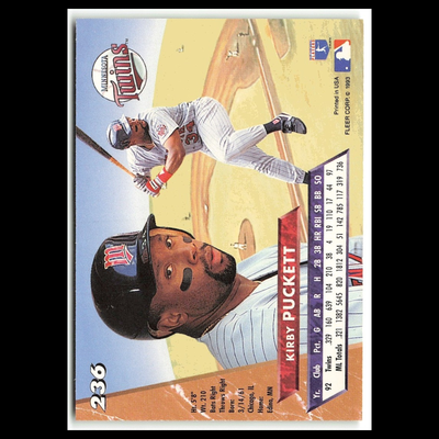 Kirby Puckett #236 1993 Fleer Ultra Minnesota Twins Baseball Card