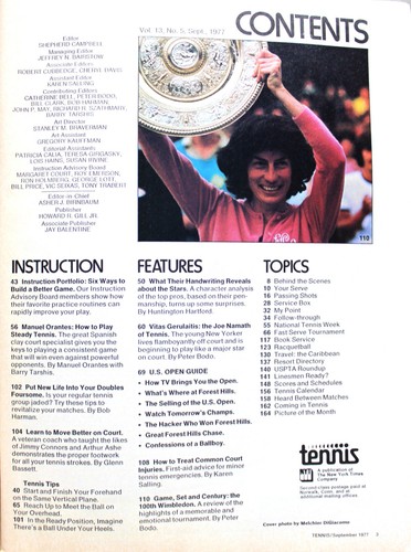 TENNIS MAGAZINE OF THE RACQUET SPORTS SEPTEMBER 1977 VITAS GERULAITIS - VINTAGE - Picture 3 of 8