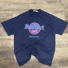 Vintage Hard Rock Cafe Shirt Adult Small Navy Blue Short Sleeve Singapore 90s