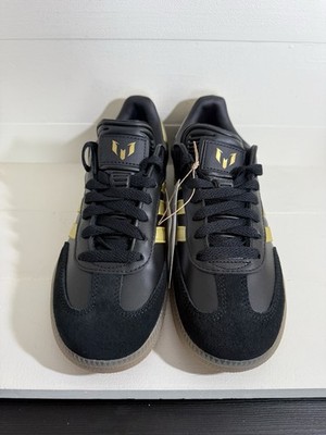 Adidas Samba Indoor x Messi/Black-Metallic Gold-Gum (JR6349)/Sz: 5Y/(NIB)